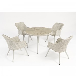 mobilier d'extérieur en rotin d'aluminium table ronde avec 4 chaises