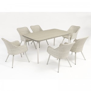 mobilier d'extérieur en rotin d'aluminium table rectangulaire avec 6 chaises