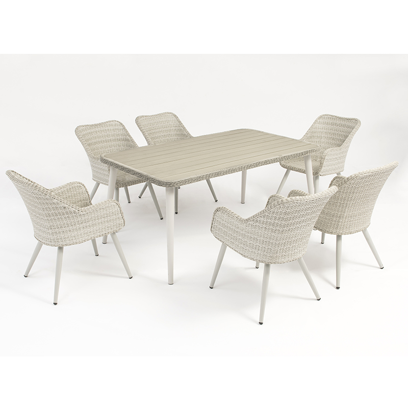 mobilier d'extérieur en rotin d'aluminium table rectangulaire avec 6 chaises
