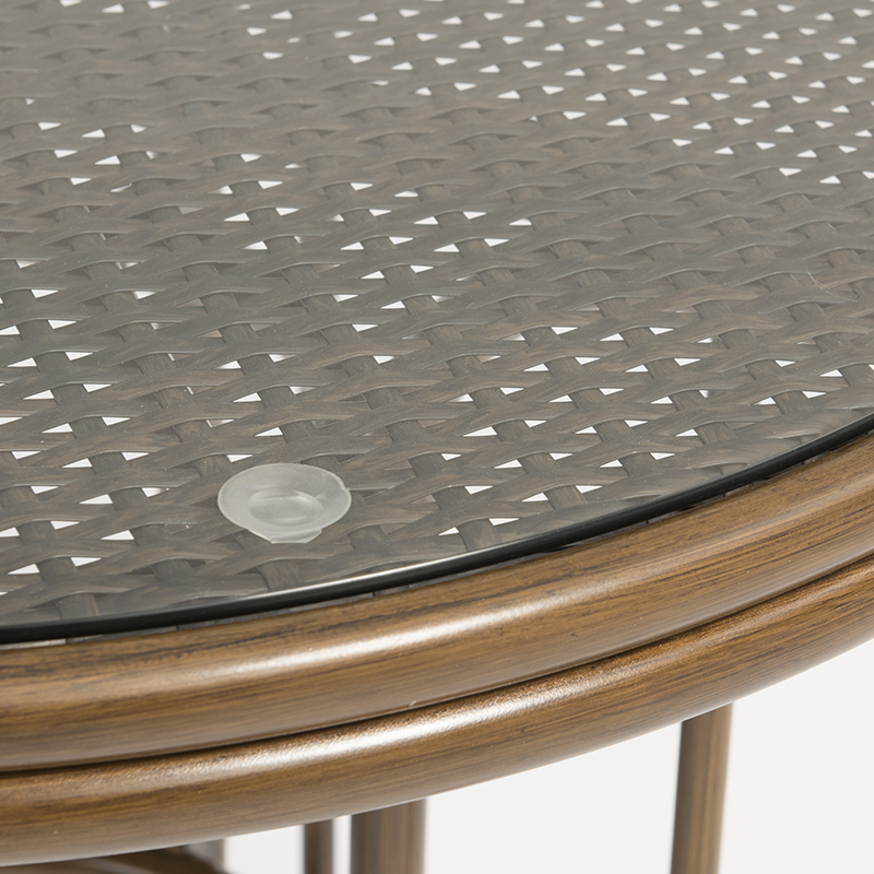 ensemble de mobilier de table en rotin en aluminium imitation grain de bambou et verre trempé